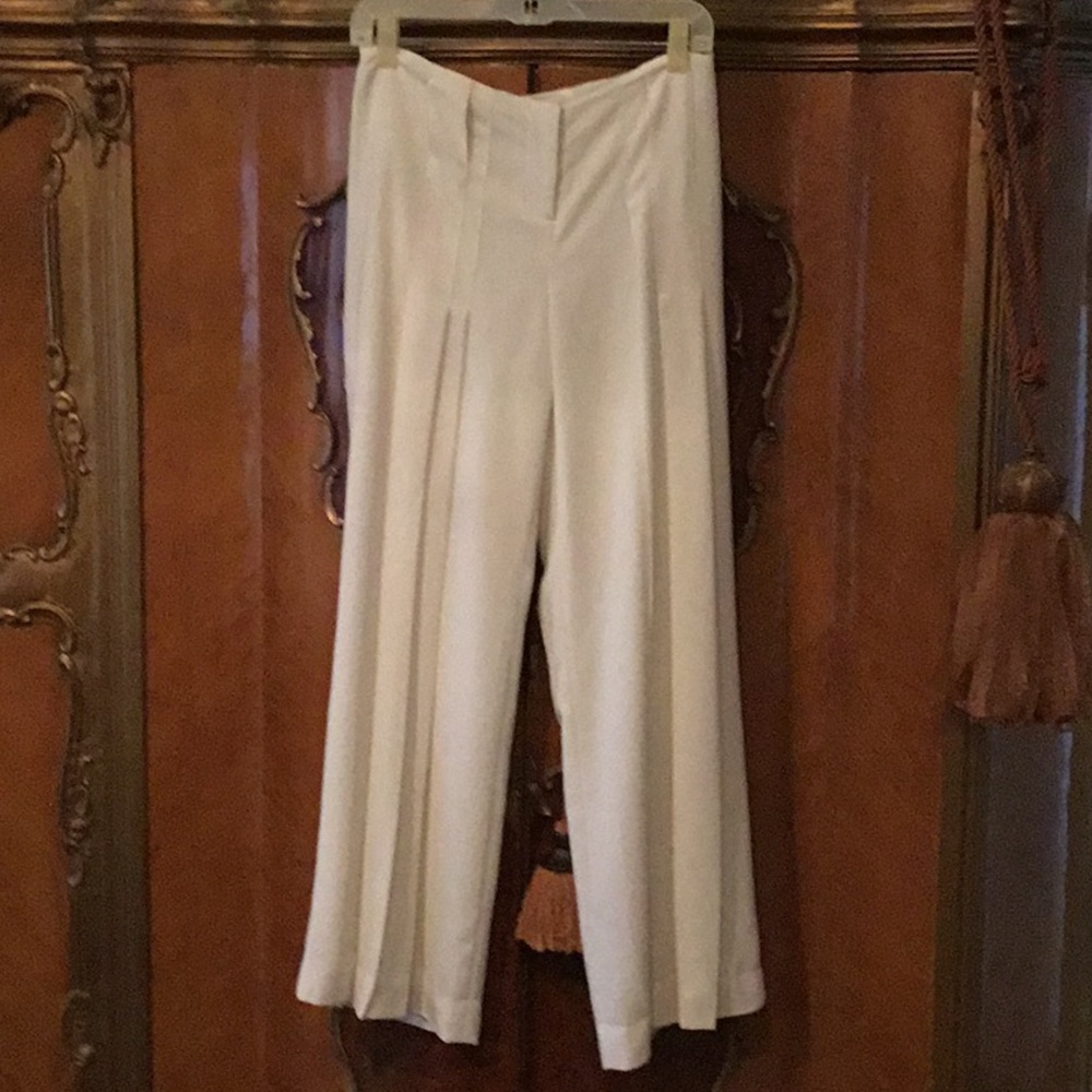 Cache Ivory Wide Leg Pleated Pants